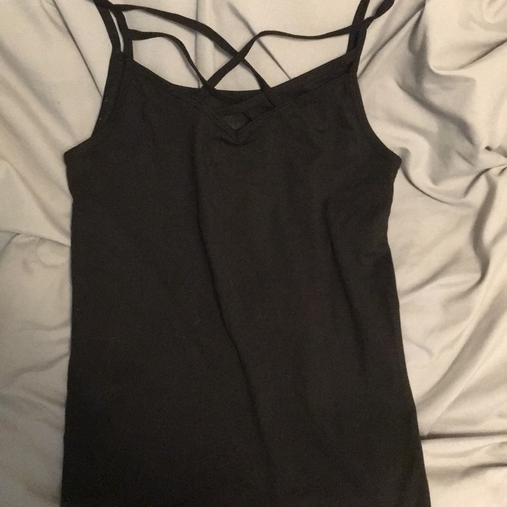Black tank top with crisscross in the front